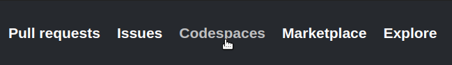 Codespaces link in the GitHub navbar
